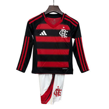 Kit Infantil do Flamengo 2025/26 MANGAS LONGAS – HOME